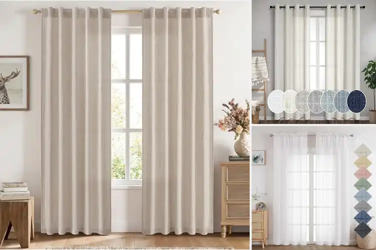 Detailed view of Best Faux Linen Aesthetic Curtains