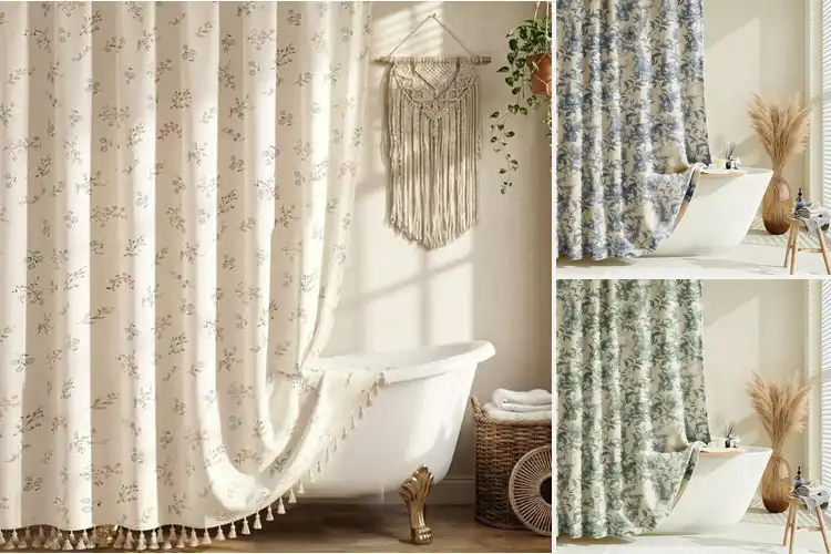 Detailed view of Best Faux Linen Shower Curtain Sets
