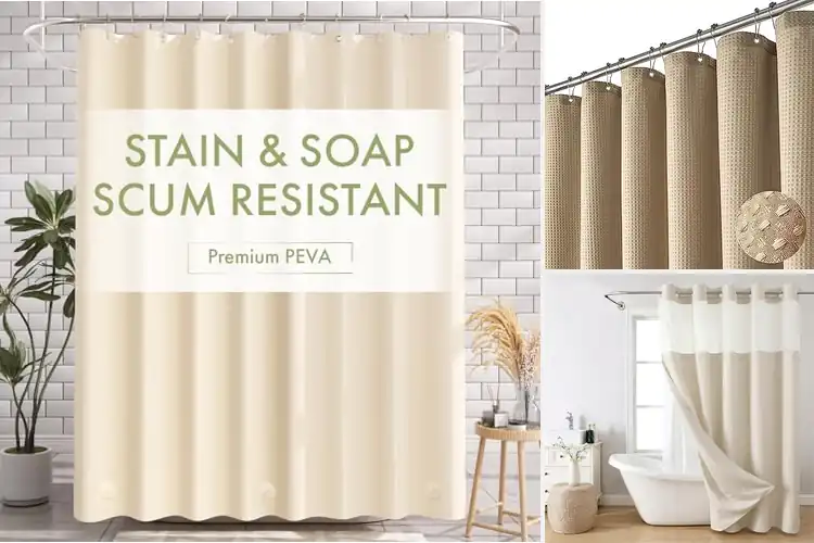Detailed view of Best Washable Beige Shower Curtains